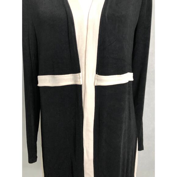 Travelers by Chico's Women's 1 (M/8) Long Line Color Block Open Front Sweater - Picture 2 of 8